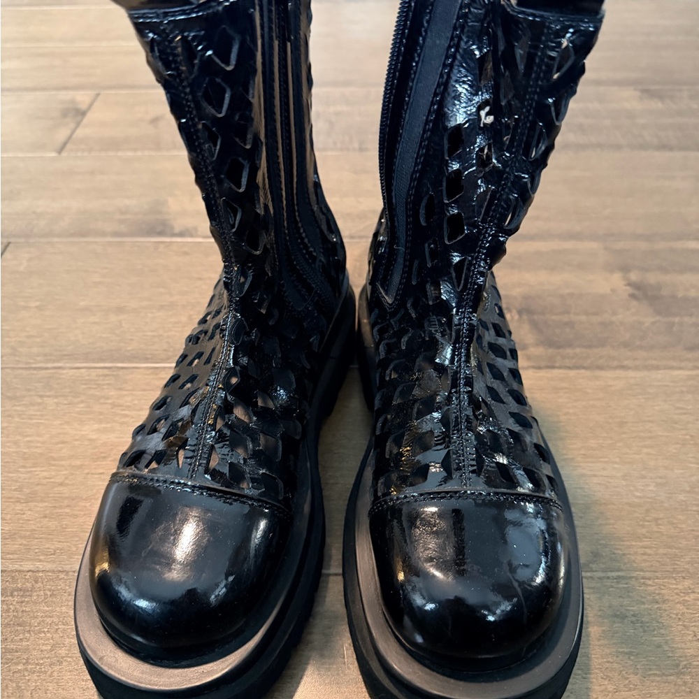 Jeffrey Campbell Black Tank Netted Boots 6.5 - Picture 5 of 6